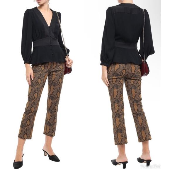 NWT Joie Marcena Snakeskin Cropped Pants Size 4 Python Print High Rise Waist - Picture 1 of 12